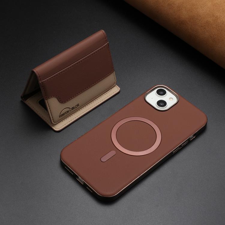 For iPhone 14 Colour Matching Horizontal Magnetic Card Bag RFID MagSafe Phone Case