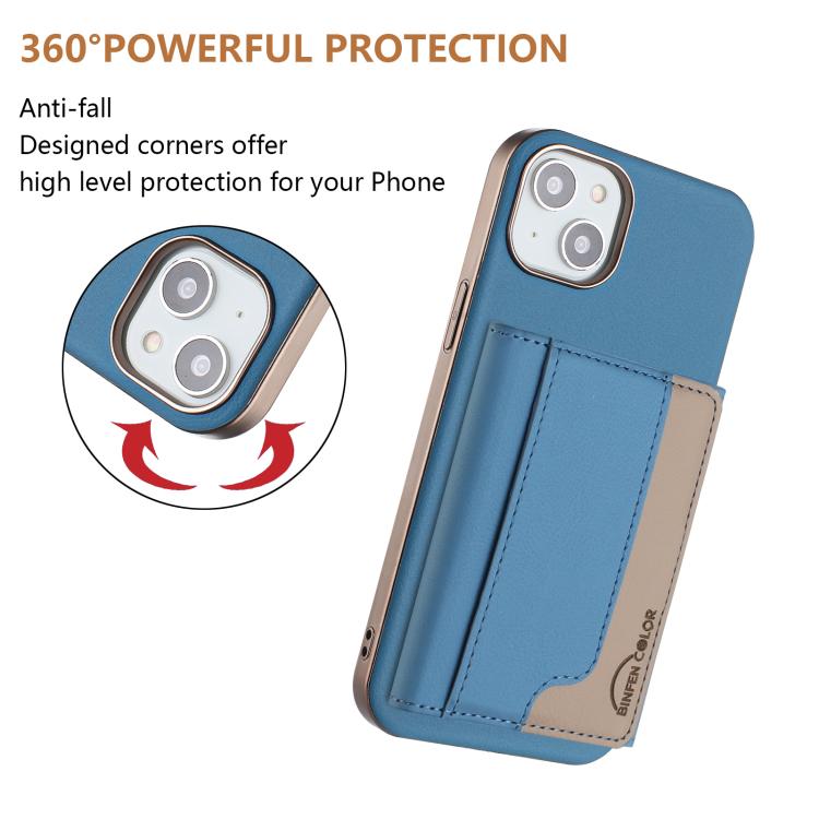 For iPhone 14 Colour Matching Horizontal Magnetic Card Bag RFID MagSafe Phone Case