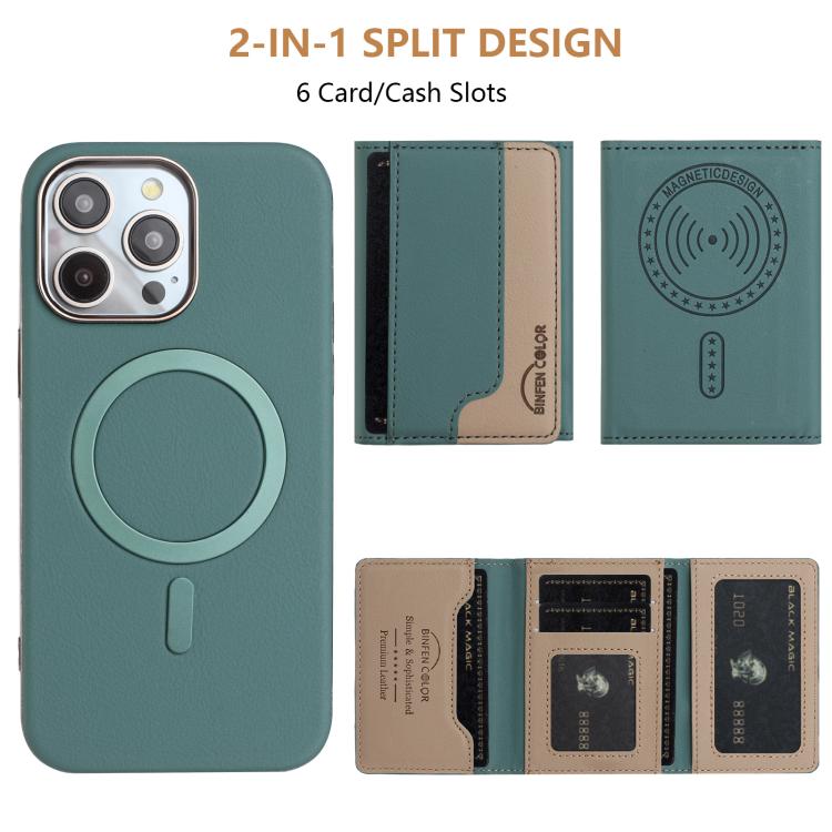 For iPhone 14 Pro Max Colour Matching Horizontal Magnetic Card Bag RFID MagSafe Phone Case