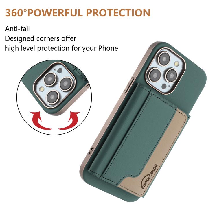 For iPhone 13 Pro Max Colour Matching Horizontal Magnetic Card Bag RFID MagSafe Phone Case
