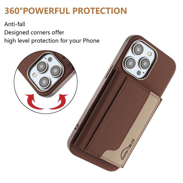 For iPhone 13 Pro Max Colour Matching Horizontal Magnetic Card Bag RFID MagSafe Phone Case