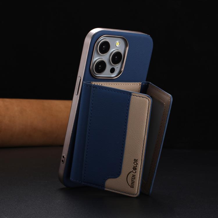 For iPhone 13 Pro Colour Matching Horizontal Magnetic Card Bag RFID MagSafe Phone Case