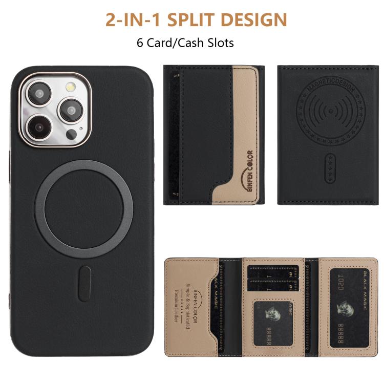 For iPhone 13 Pro Colour Matching Horizontal Magnetic Card Bag RFID MagSafe Phone Case