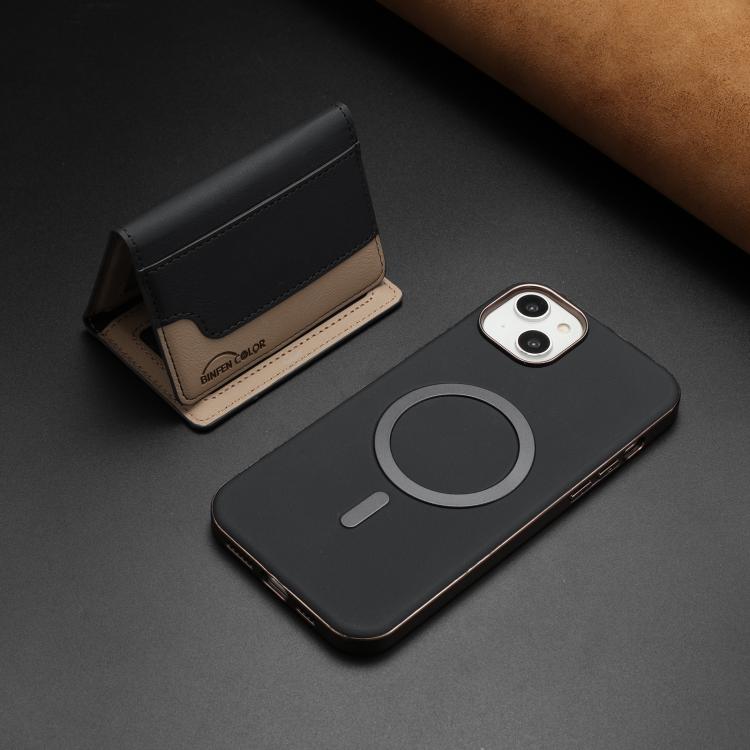 For iPhone 13 Colour Matching Horizontal Magnetic Card Bag RFID MagSafe Phone Case