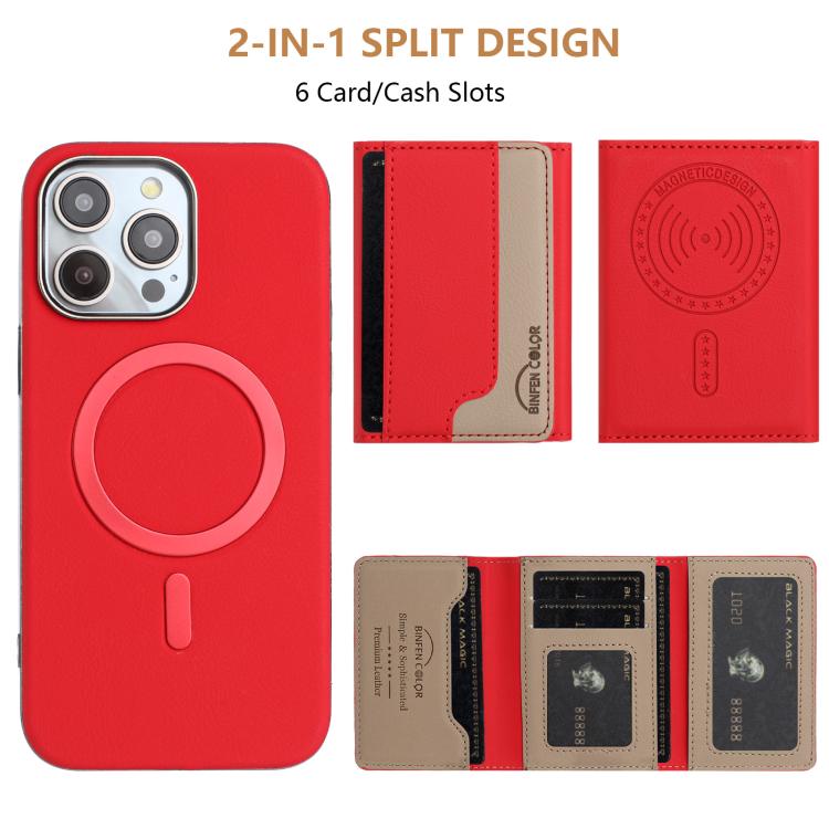 For iPhone 12 Pro Max Colour Matching Horizontal Magnetic Card Bag RFID MagSafe Phone Case