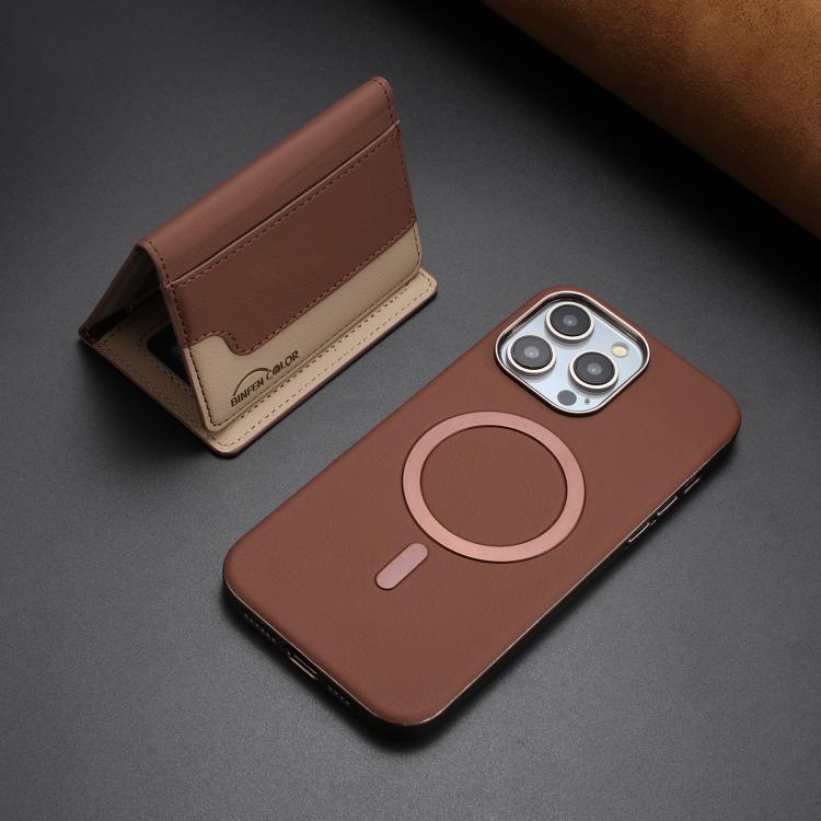 For iPhone 12 Pro Max Colour Matching Horizontal Magnetic Card Bag RFID MagSafe Phone Case