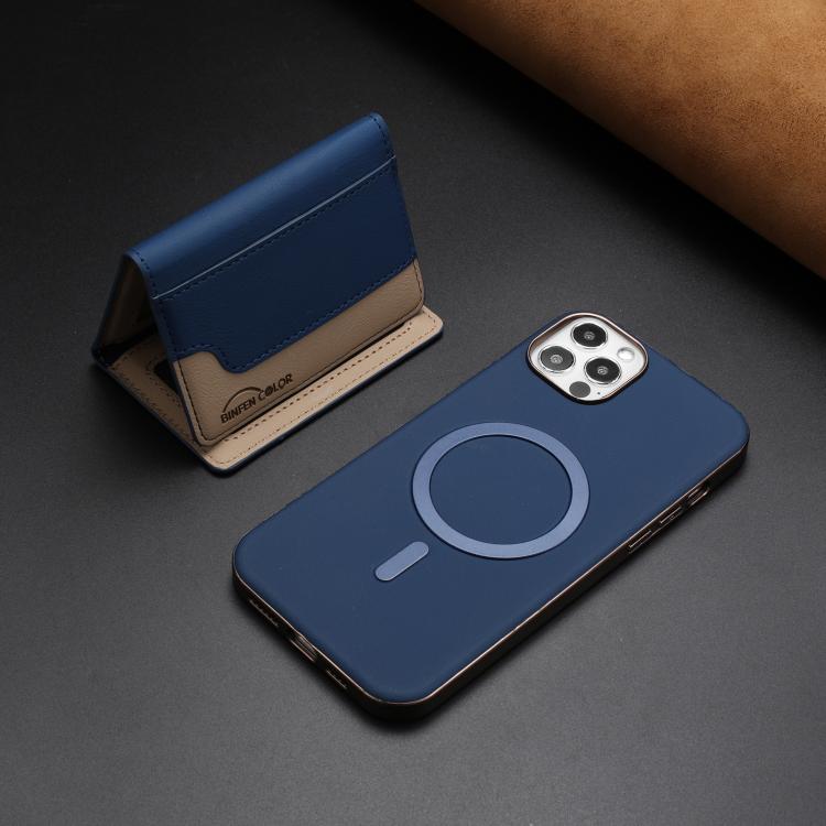 For iPhone 12 / 12 Pro Colour Matching Horizontal Magnetic Card Bag RFID MagSafe Phone Case