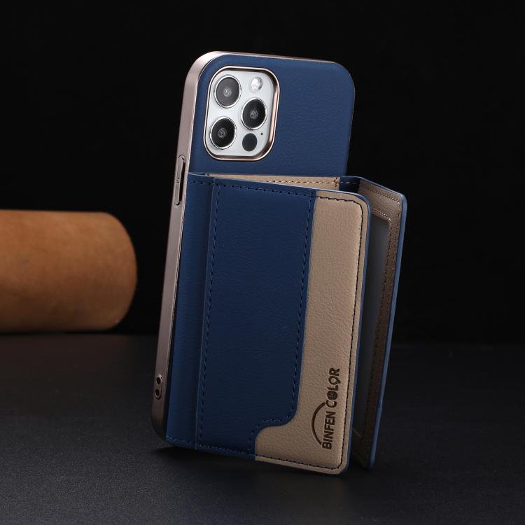 For iPhone 12 / 12 Pro Colour Matching Horizontal Magnetic Card Bag RFID MagSafe Phone Case