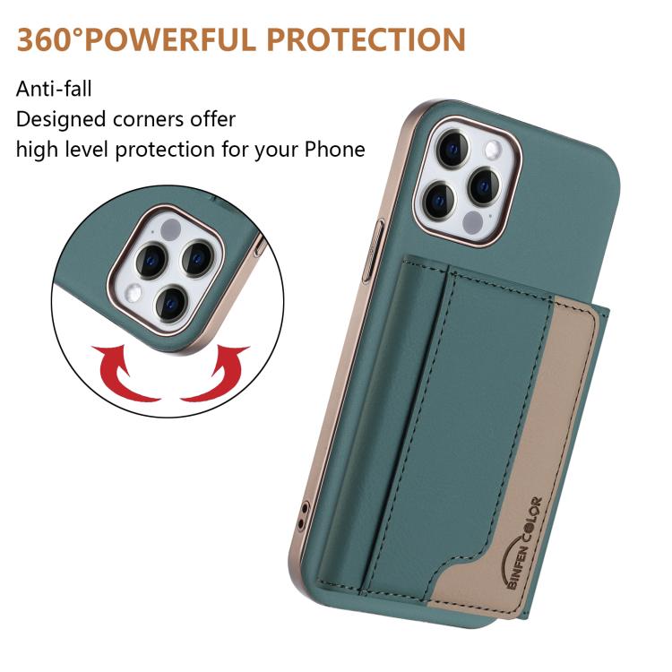 For iPhone 12 / 12 Pro Colour Matching Horizontal Magnetic Card Bag RFID MagSafe Phone Case