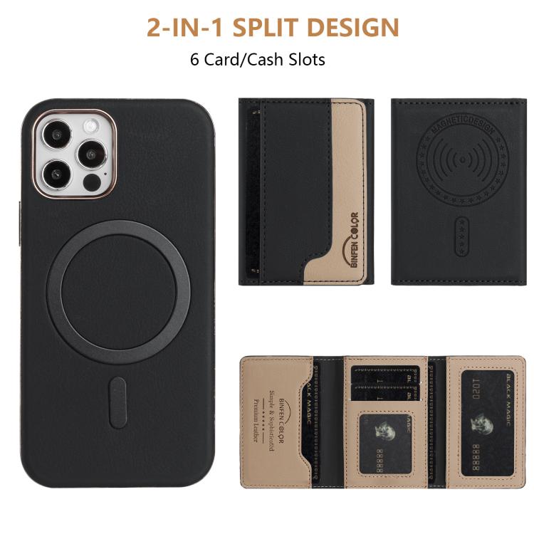 For iPhone 12 / 12 Pro Colour Matching Horizontal Magnetic Card Bag RFID MagSafe Phone Case