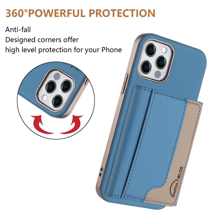 For iPhone 12 / 12 Pro Colour Matching Horizontal Magnetic Card Bag RFID MagSafe Phone Case