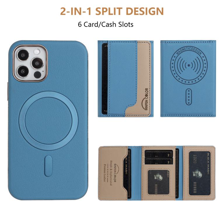 For iPhone 12 / 12 Pro Colour Matching Horizontal Magnetic Card Bag RFID MagSafe Phone Case