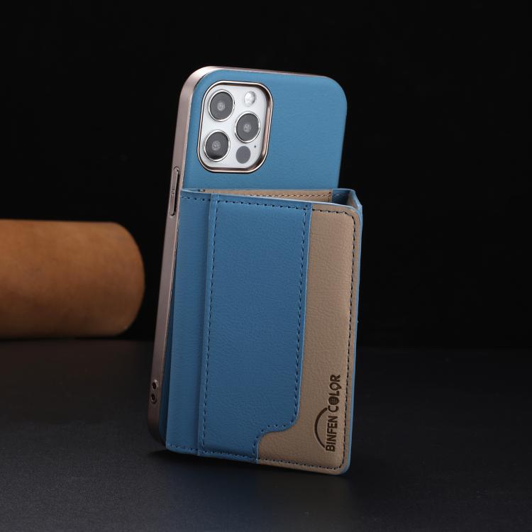 For iPhone 12 / 12 Pro Colour Matching Horizontal Magnetic Card Bag RFID MagSafe Phone Case