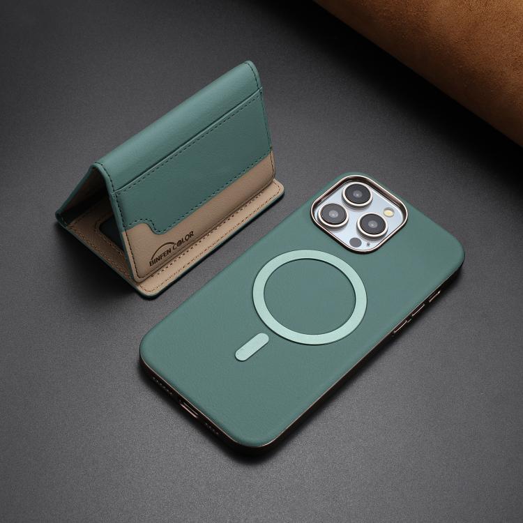 For iPhone 11 Pro Max Colour Matching Horizontal Magnetic Card Bag RFID MagSafe Phone Case
