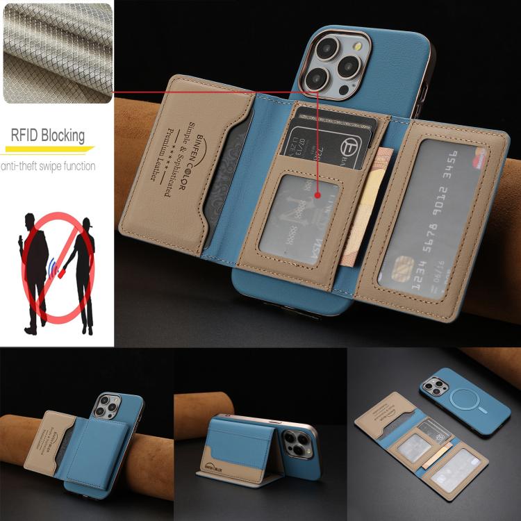 For iPhone 11 Pro Max Colour Matching Horizontal Magnetic Card Bag RFID MagSafe Phone Case