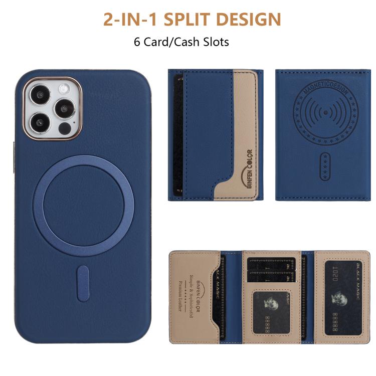 For iPhone 11 Colour Matching Horizontal Magnetic Card Bag RFID MagSafe Phone Case