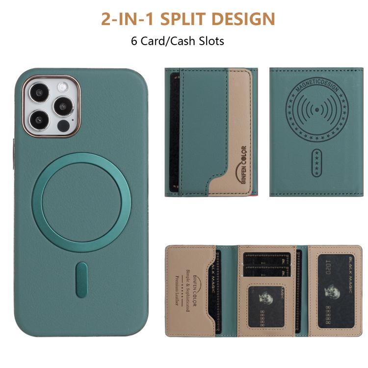 For iPhone 11 Colour Matching Horizontal Magnetic Card Bag RFID MagSafe Phone Case