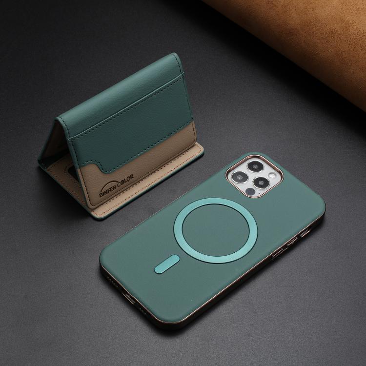 For iPhone 11 Colour Matching Horizontal Magnetic Card Bag RFID MagSafe Phone Case