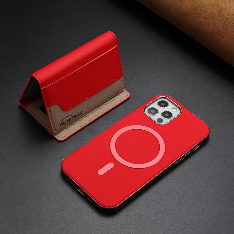 For iPhone 11 Colour Matching Horizontal Magnetic Card Bag RFID MagSafe Phone Case