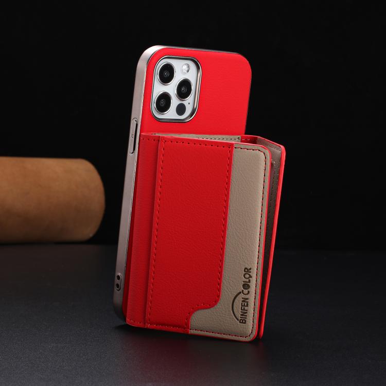 For iPhone 11 Colour Matching Horizontal Magnetic Card Bag RFID MagSafe Phone Case