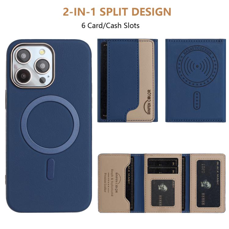 For iPhone 11 Pro Colour Matching Horizontal Magnetic Card Bag RFID MagSafe Phone Case