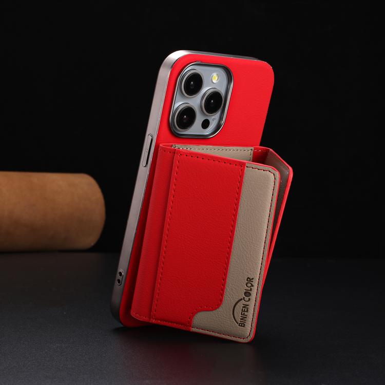 For iPhone 11 Pro Colour Matching Horizontal Magnetic Card Bag RFID MagSafe Phone Case