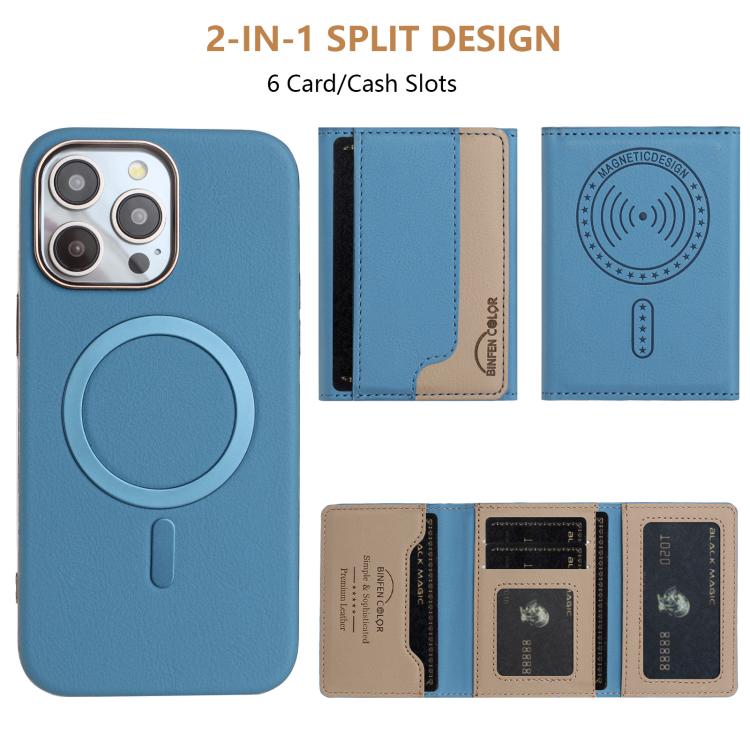 For iPhone 11 Pro Colour Matching Horizontal Magnetic Card Bag RFID MagSafe Phone Case