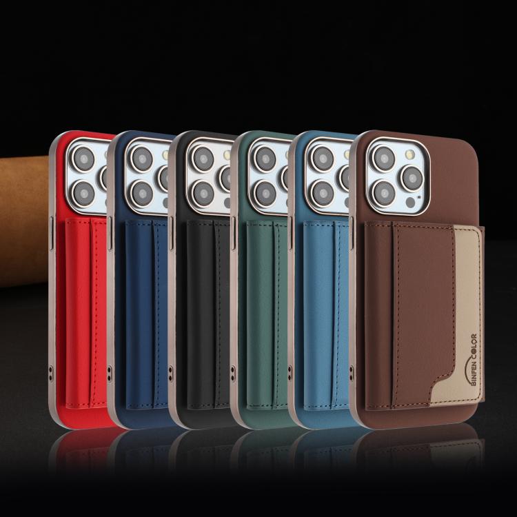 For iPhone 11 Pro Colour Matching Horizontal Magnetic Card Bag RFID MagSafe Phone Case