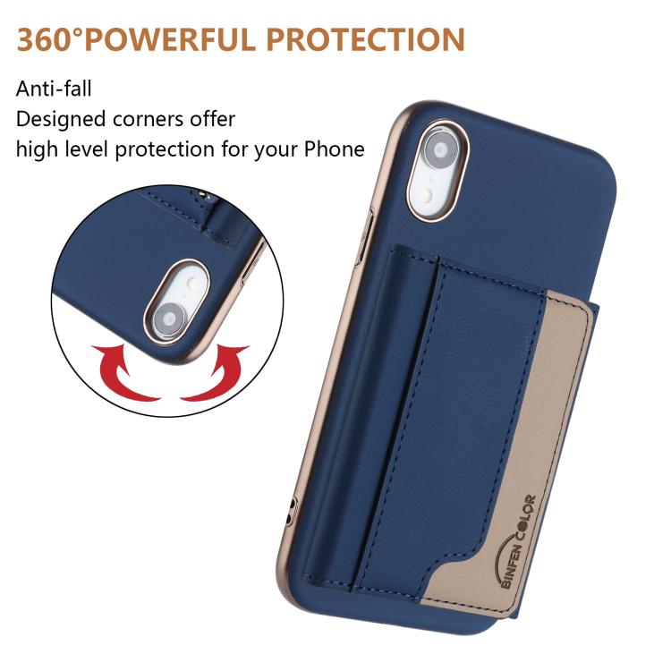For iPhone XR Colour Matching Horizontal Magnetic Card Bag RFID MagSafe Phone Case