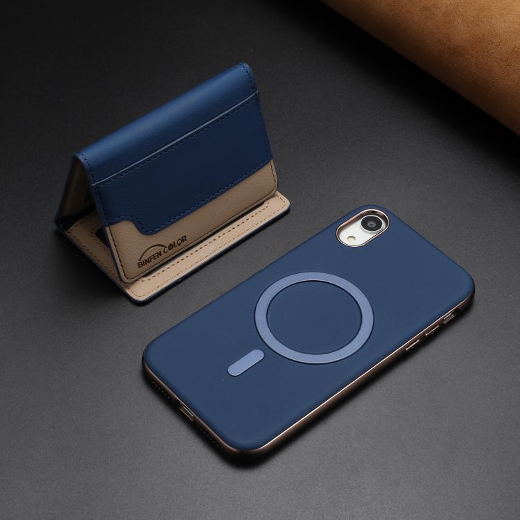 For iPhone XR Colour Matching Horizontal Magnetic Card Bag RFID MagSafe Phone Case