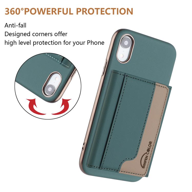 For iPhone XR Colour Matching Horizontal Magnetic Card Bag RFID MagSafe Phone Case