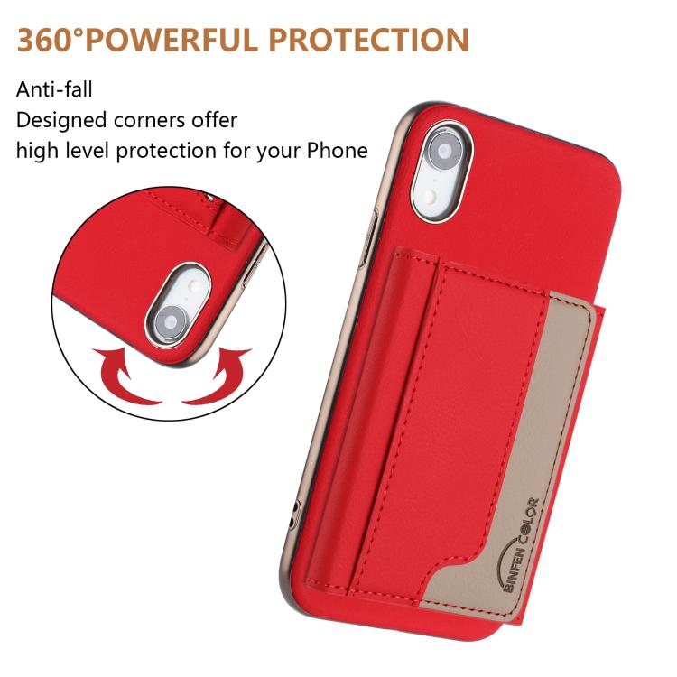 For iPhone XR Colour Matching Horizontal Magnetic Card Bag RFID MagSafe Phone Case