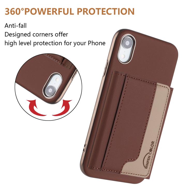 For iPhone XR Colour Matching Horizontal Magnetic Card Bag RFID MagSafe Phone Case