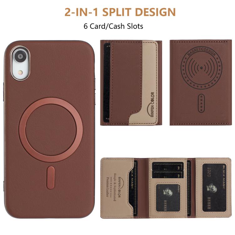 For iPhone XR Colour Matching Horizontal Magnetic Card Bag RFID MagSafe Phone Case