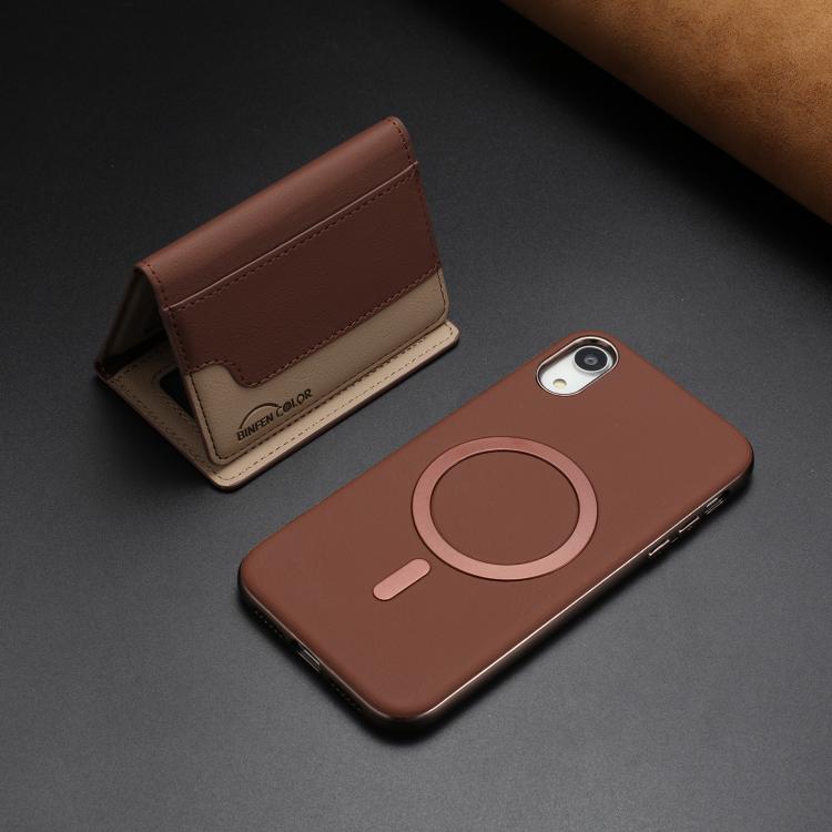 For iPhone XR Colour Matching Horizontal Magnetic Card Bag RFID MagSafe Phone Case