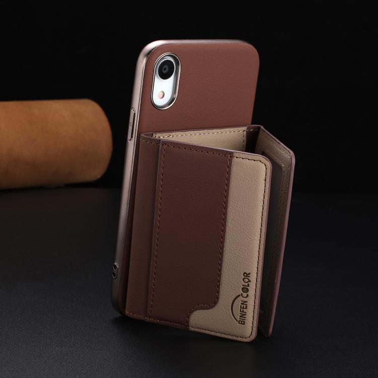 For iPhone XR Colour Matching Horizontal Magnetic Card Bag RFID MagSafe Phone Case