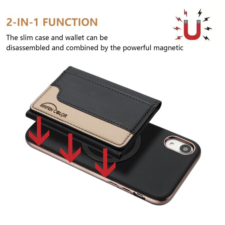 For iPhone XR Colour Matching Horizontal Magnetic Card Bag RFID MagSafe Phone Case