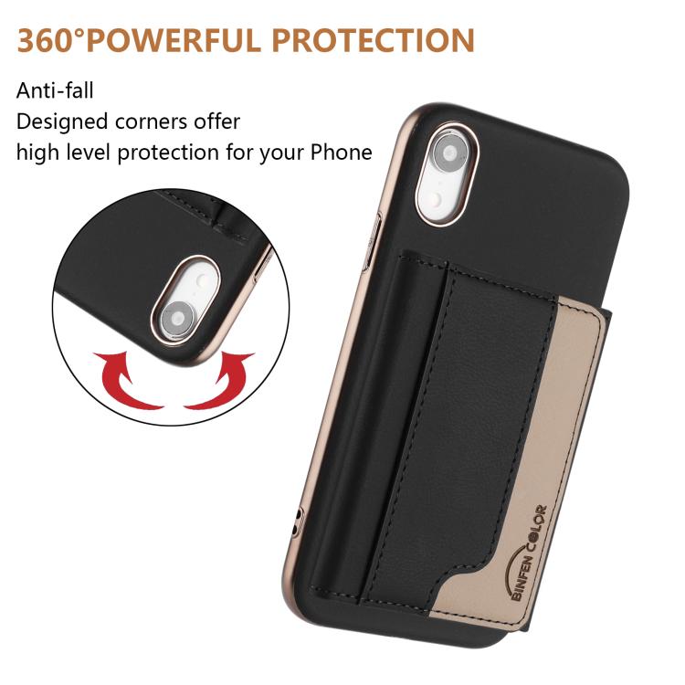 For iPhone XR Colour Matching Horizontal Magnetic Card Bag RFID MagSafe Phone Case