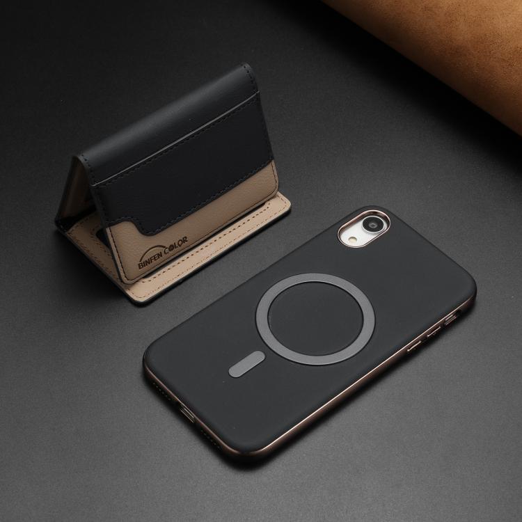 For iPhone XR Colour Matching Horizontal Magnetic Card Bag RFID MagSafe Phone Case