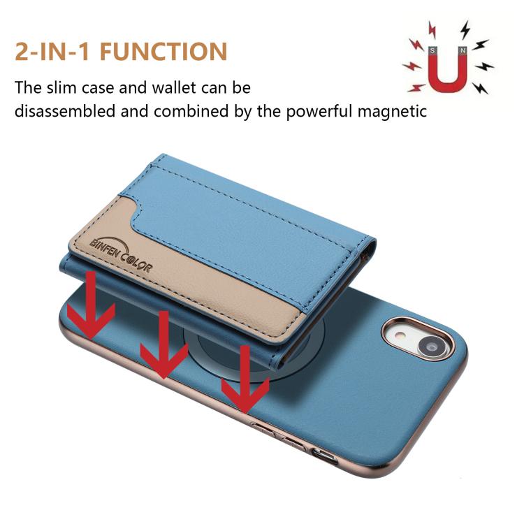 For iPhone XR Colour Matching Horizontal Magnetic Card Bag RFID MagSafe Phone Case