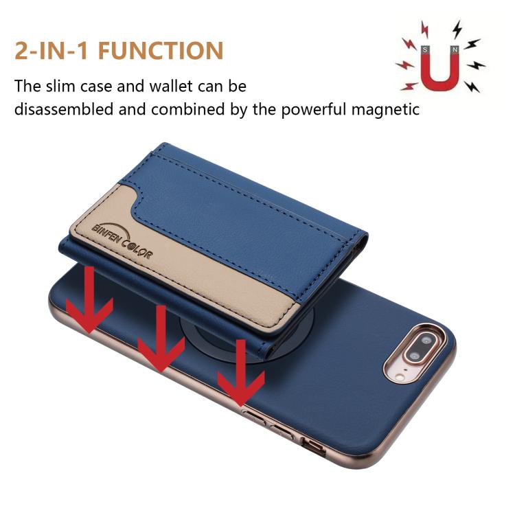 For iPhone 8 Plus / 7 Plus Colour Matching Horizontal Magnetic Card Bag RFID MagSafe Phone Case