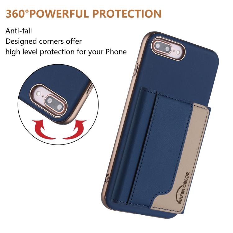 For iPhone 8 Plus / 7 Plus Colour Matching Horizontal Magnetic Card Bag RFID MagSafe Phone Case