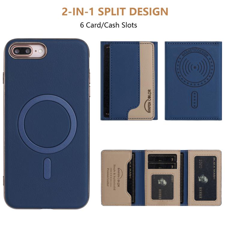 For iPhone 8 Plus / 7 Plus Colour Matching Horizontal Magnetic Card Bag RFID MagSafe Phone Case