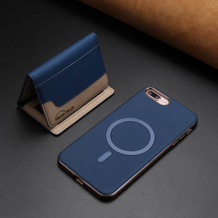 For iPhone 8 Plus / 7 Plus Colour Matching Horizontal Magnetic Card Bag RFID MagSafe Phone Case