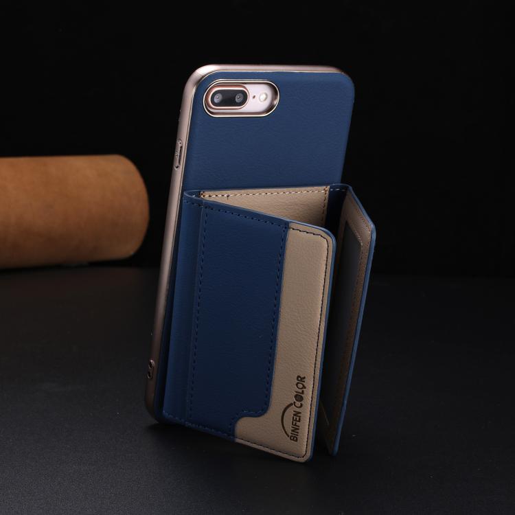 For iPhone 8 Plus / 7 Plus Colour Matching Horizontal Magnetic Card Bag RFID MagSafe Phone Case
