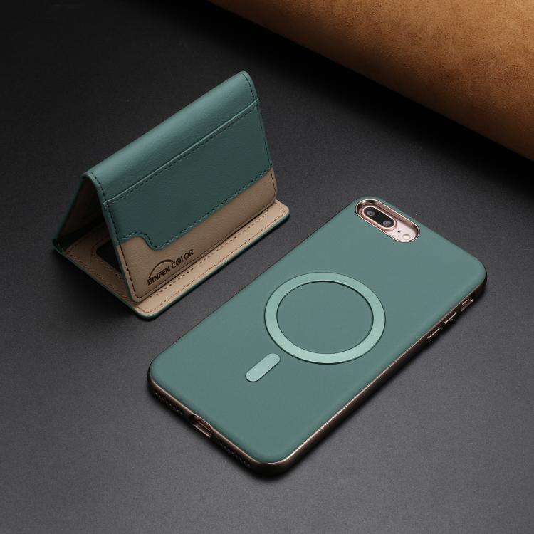 For iPhone 8 Plus / 7 Plus Colour Matching Horizontal Magnetic Card Bag RFID MagSafe Phone Case