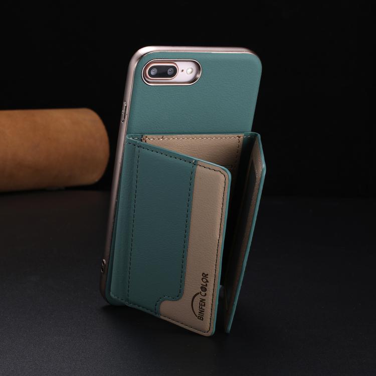 For iPhone 8 Plus / 7 Plus Colour Matching Horizontal Magnetic Card Bag RFID MagSafe Phone Case