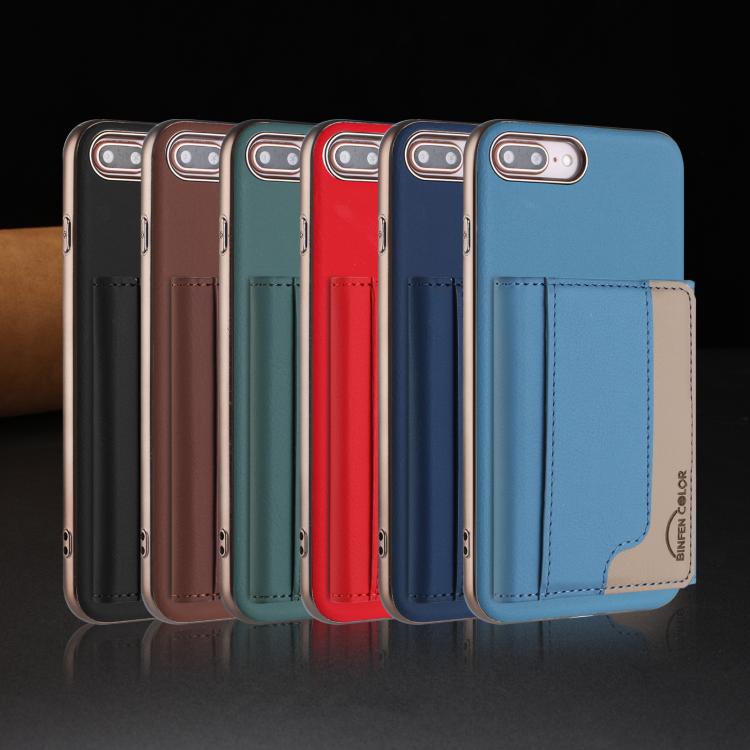 For iPhone 8 Plus / 7 Plus Colour Matching Horizontal Magnetic Card Bag RFID MagSafe Phone Case