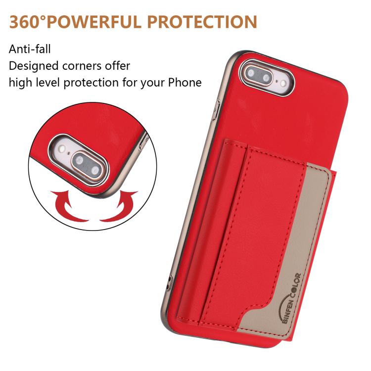 For iPhone 8 Plus / 7 Plus Colour Matching Horizontal Magnetic Card Bag RFID MagSafe Phone Case