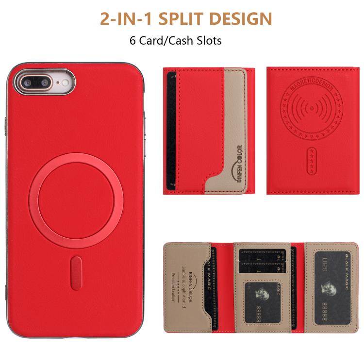 For iPhone 8 Plus / 7 Plus Colour Matching Horizontal Magnetic Card Bag RFID MagSafe Phone Case